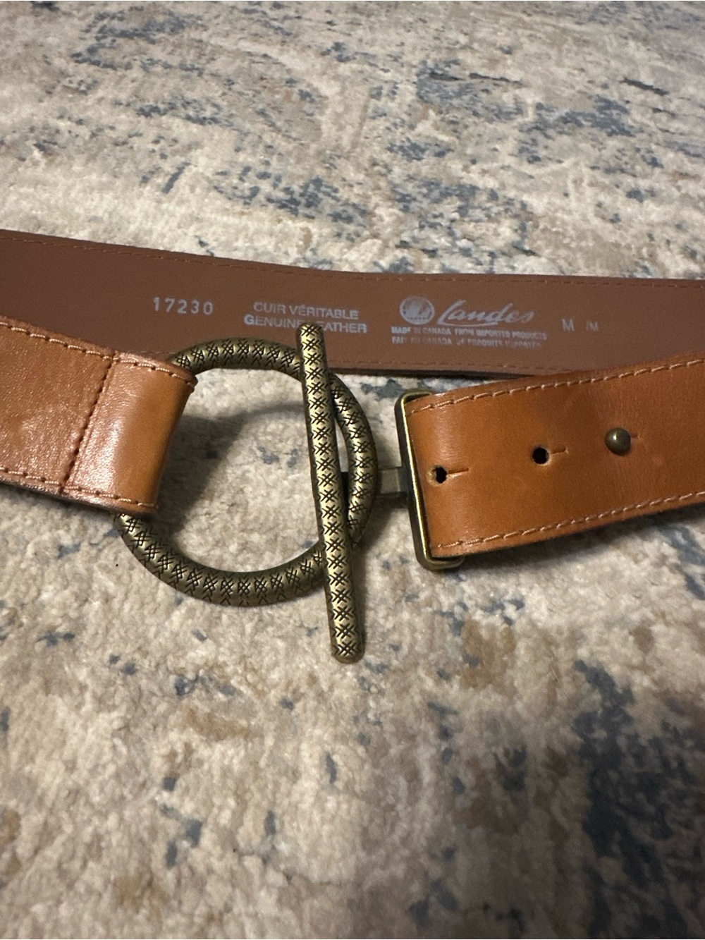 Leather Ring-Buckle Belt in Cognac Brown - Picture 2 of 7
